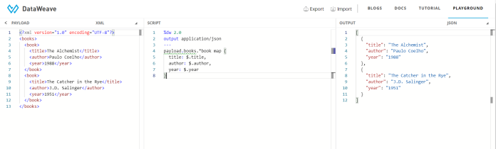 How to use Dataweave to transform XML to JSON - Loud Bench